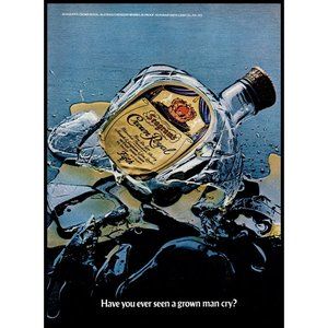 1977 Crown Royal Canadian Rye Whisky Vintage Print Ad Broken Bottle Wall Art